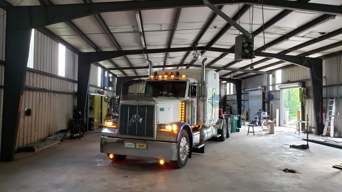 Inside an enclosed box trailer